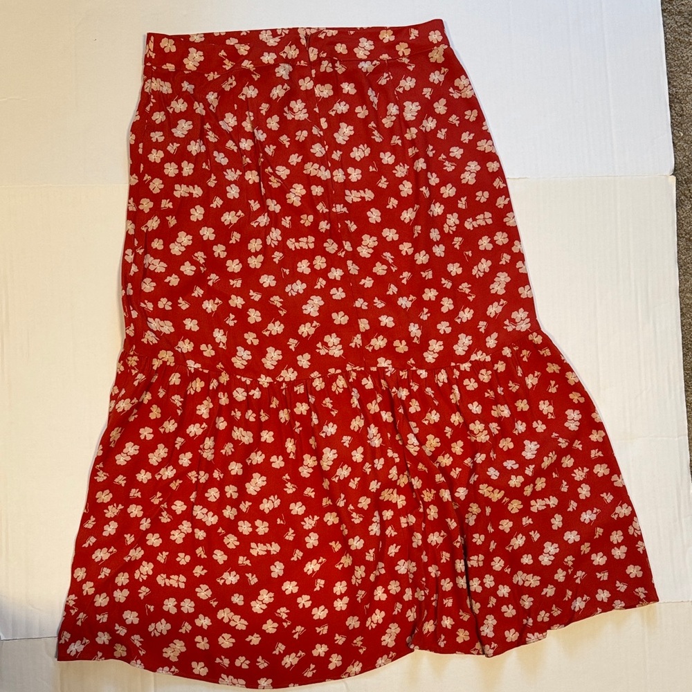 Madewell Red Floral A-Line Skirt - Picture 5 of 5